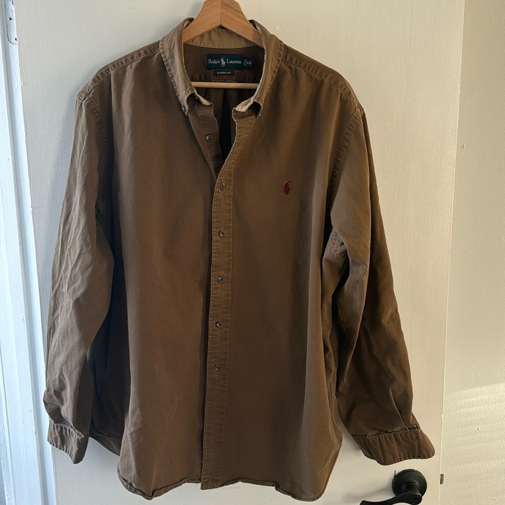 Ralph Lauren Oxford Shirt with Suede Elbow Patches sz XXL